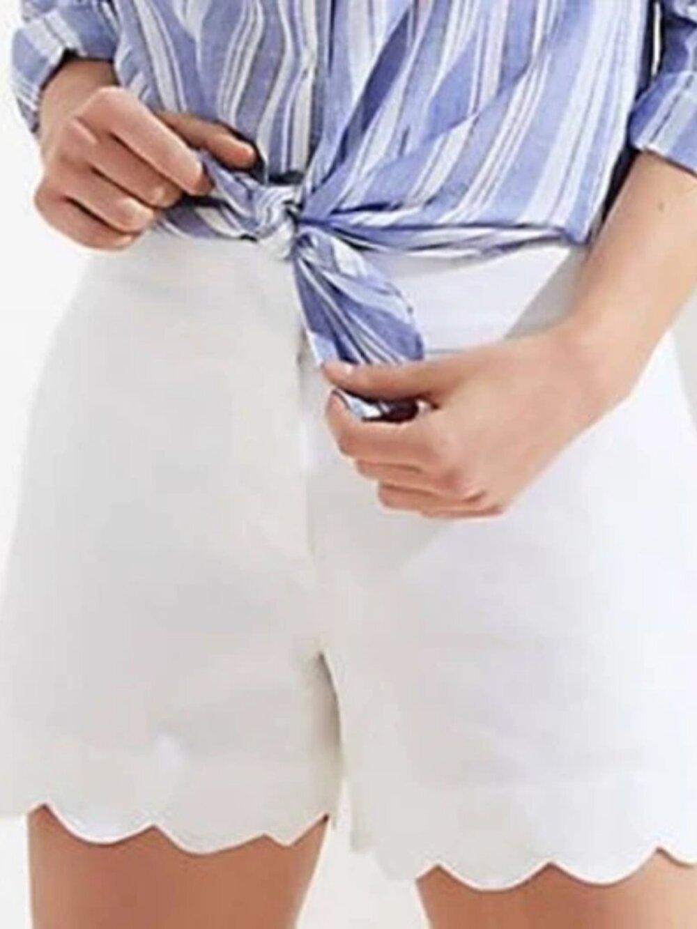 Lands' End White Scallop Hem Women's Shorts 8